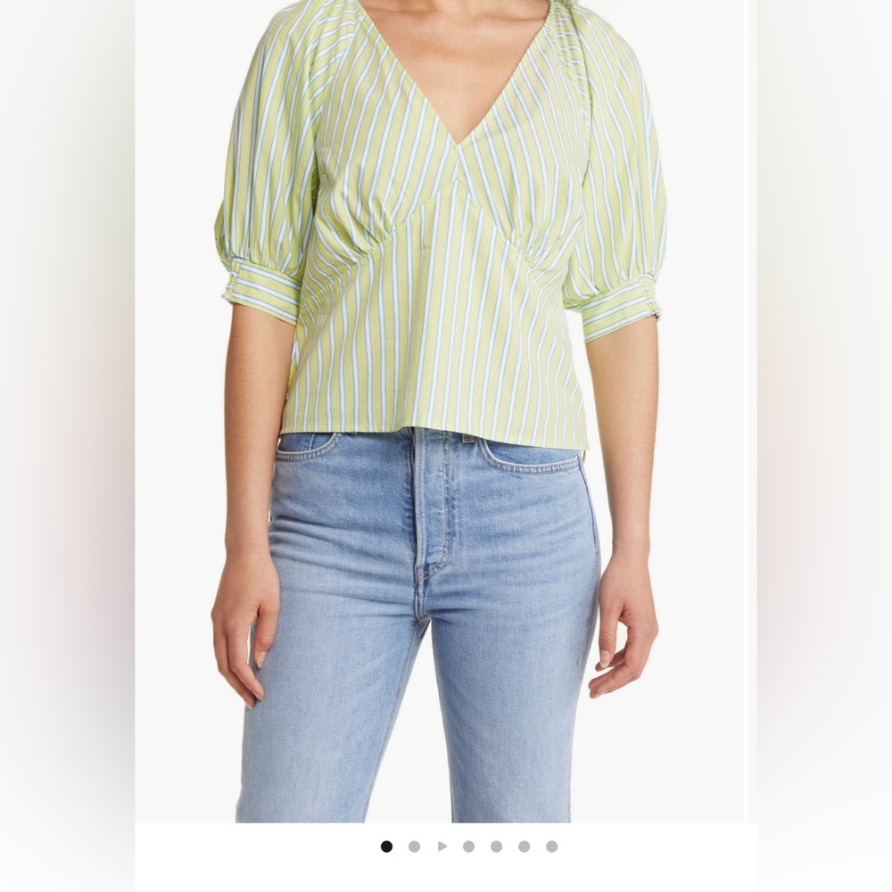 Sanctuary Lime and Blue Striped Blouse